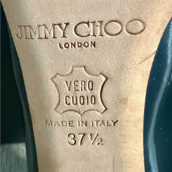 Jimmy Choo Metallic Gray Patent Leather Double Buckle Pumps - Picture 14 of 15